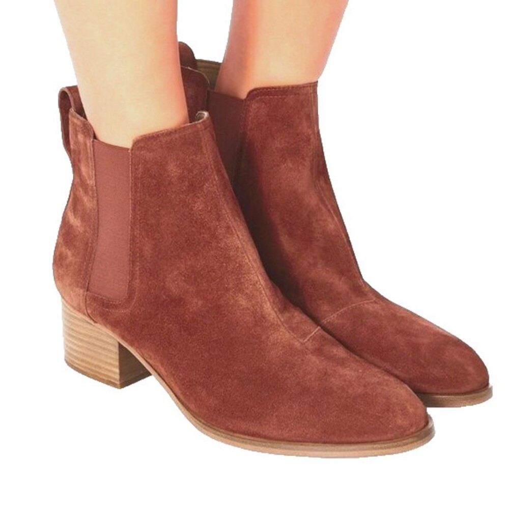 rag & bone Walker Suede Chelsea Booties EU 38 US 8 Womens Terracotta $395